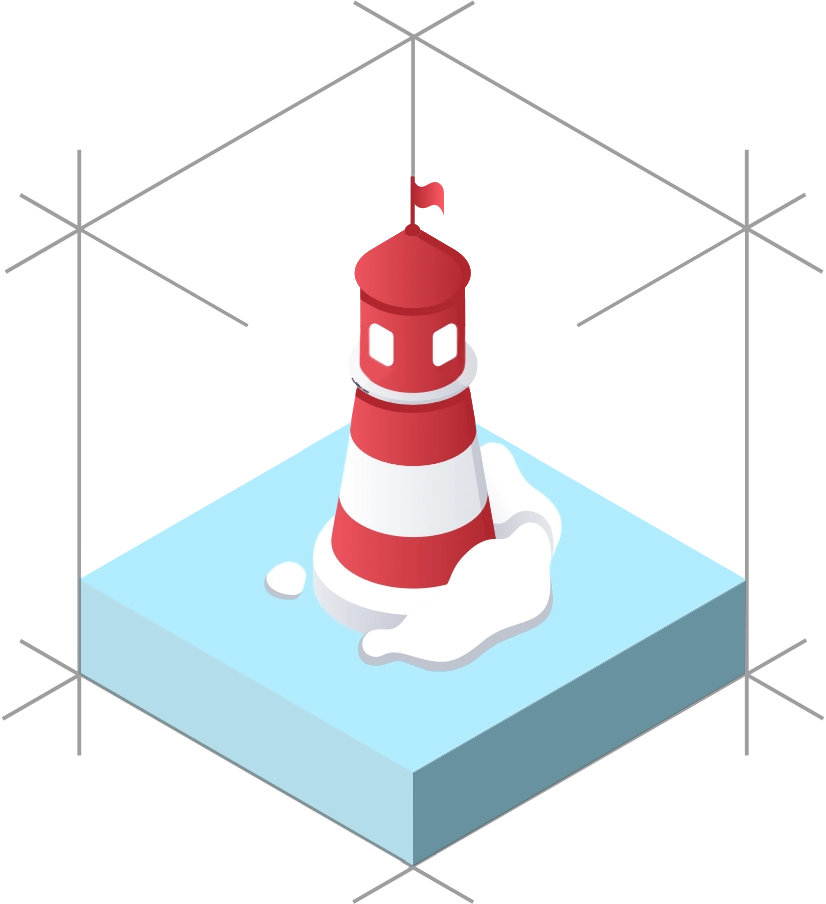 A 3D image of a lighthouse